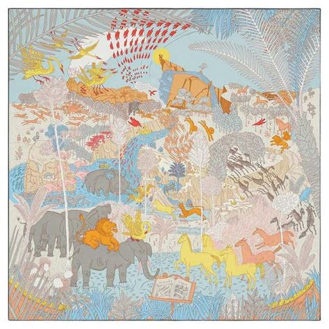 le carnaval des animaux hermes|Le Carnaval des Animaux Silk Scarf w/ Tags .